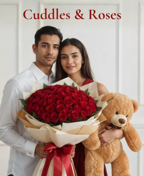 Roses & Teddy Delivery for Valentines Day