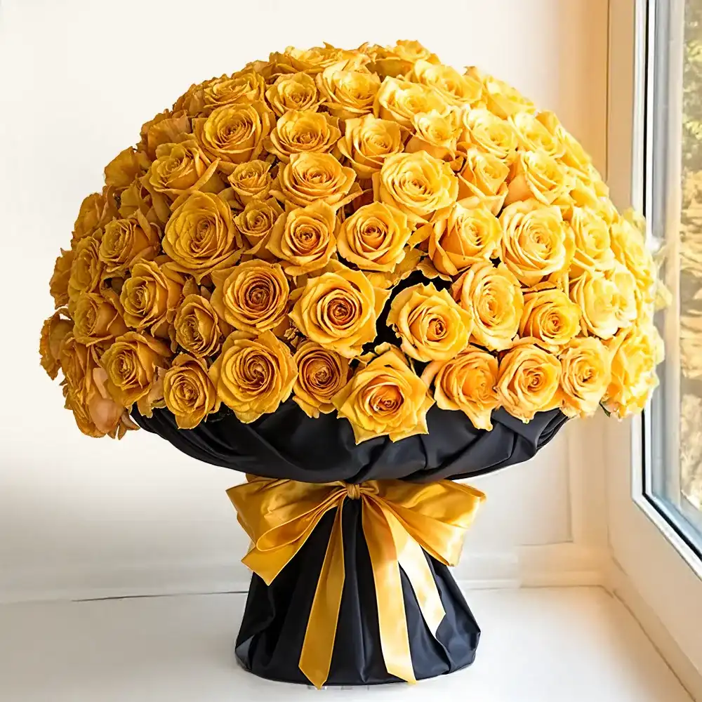 Celebrate with a Beautiful Bouquet of 100 Yellow Roses