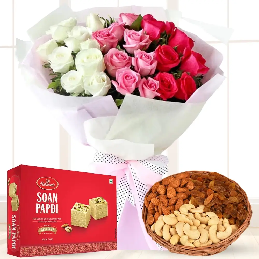 Flowers With Sweets & Dry Fruits