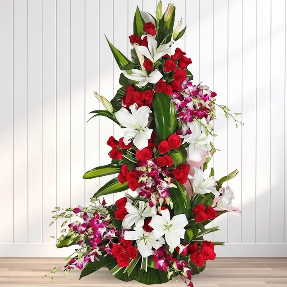 Roses, Orchids & Lilies in a Basket