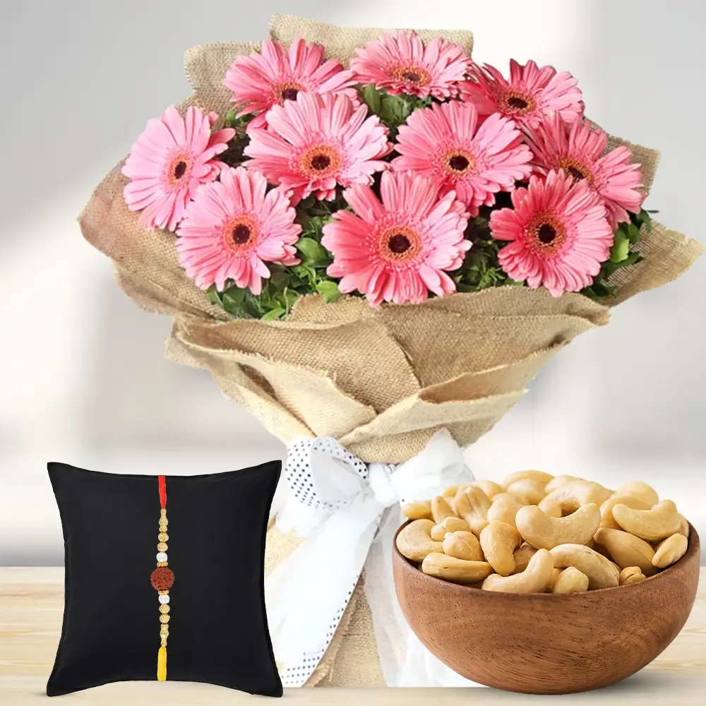 Bouquet of Pink Gerberas & Cashew