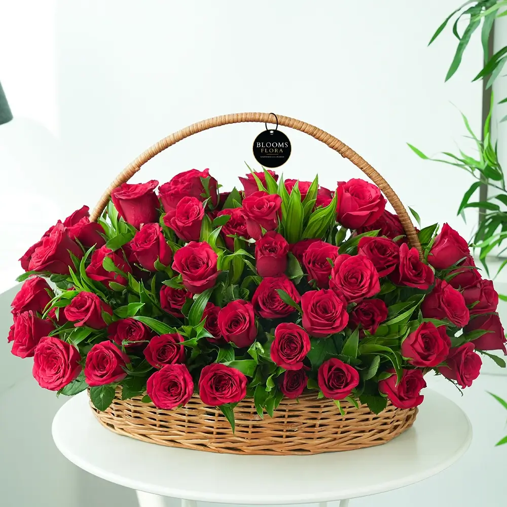 Beautiful Red Roses Basket