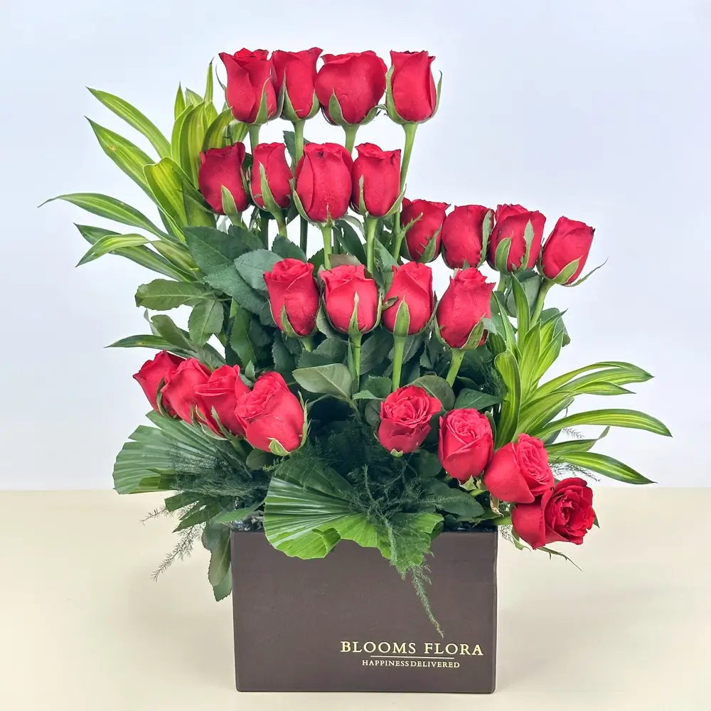 Charming Red Roses in a Box