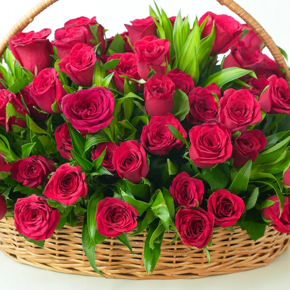 Beautiful Red Roses Basket