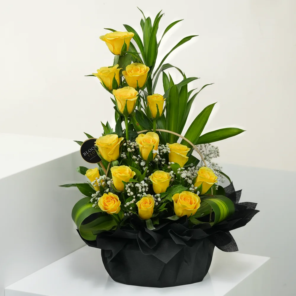 Basket of Yellow Roses