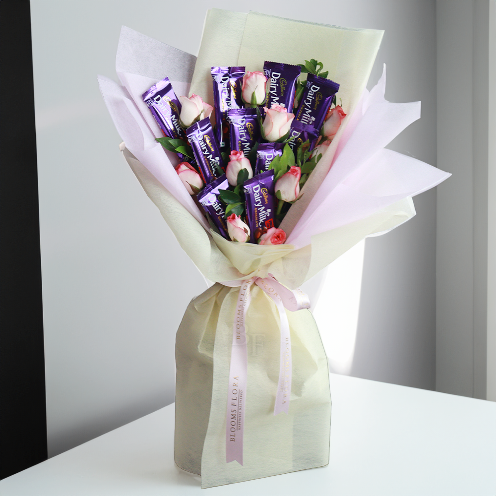 Bouquet of Roses & Dairy Milk Chocolate