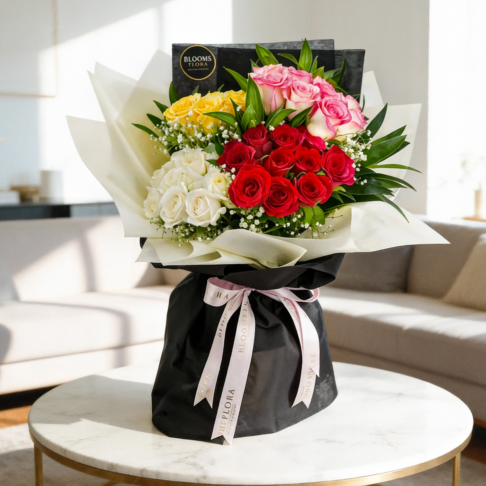 40 mixed color roses bouquet 40 mixed color roses bouquet