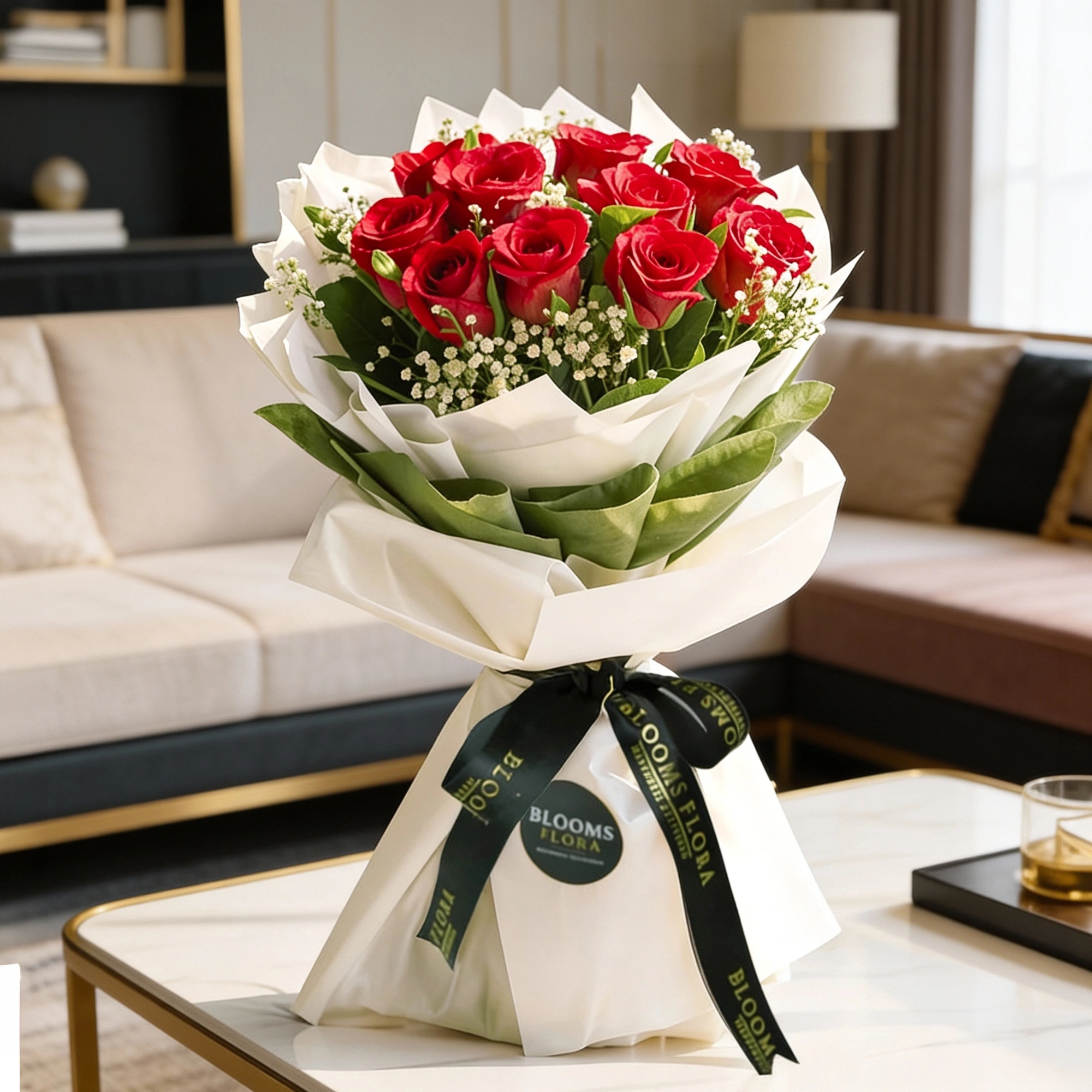 10 red roses bouquet