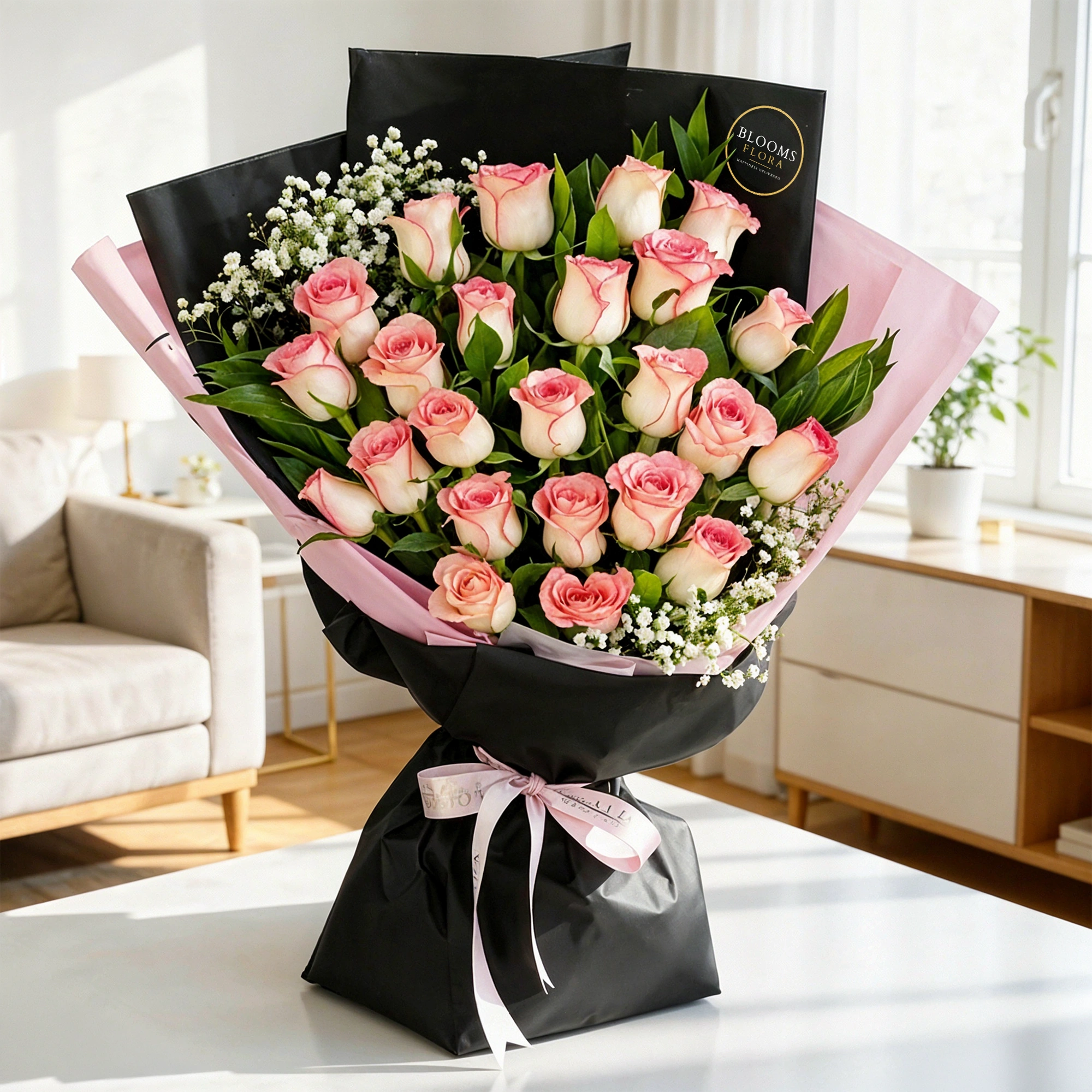 20 pink roses bouquet
