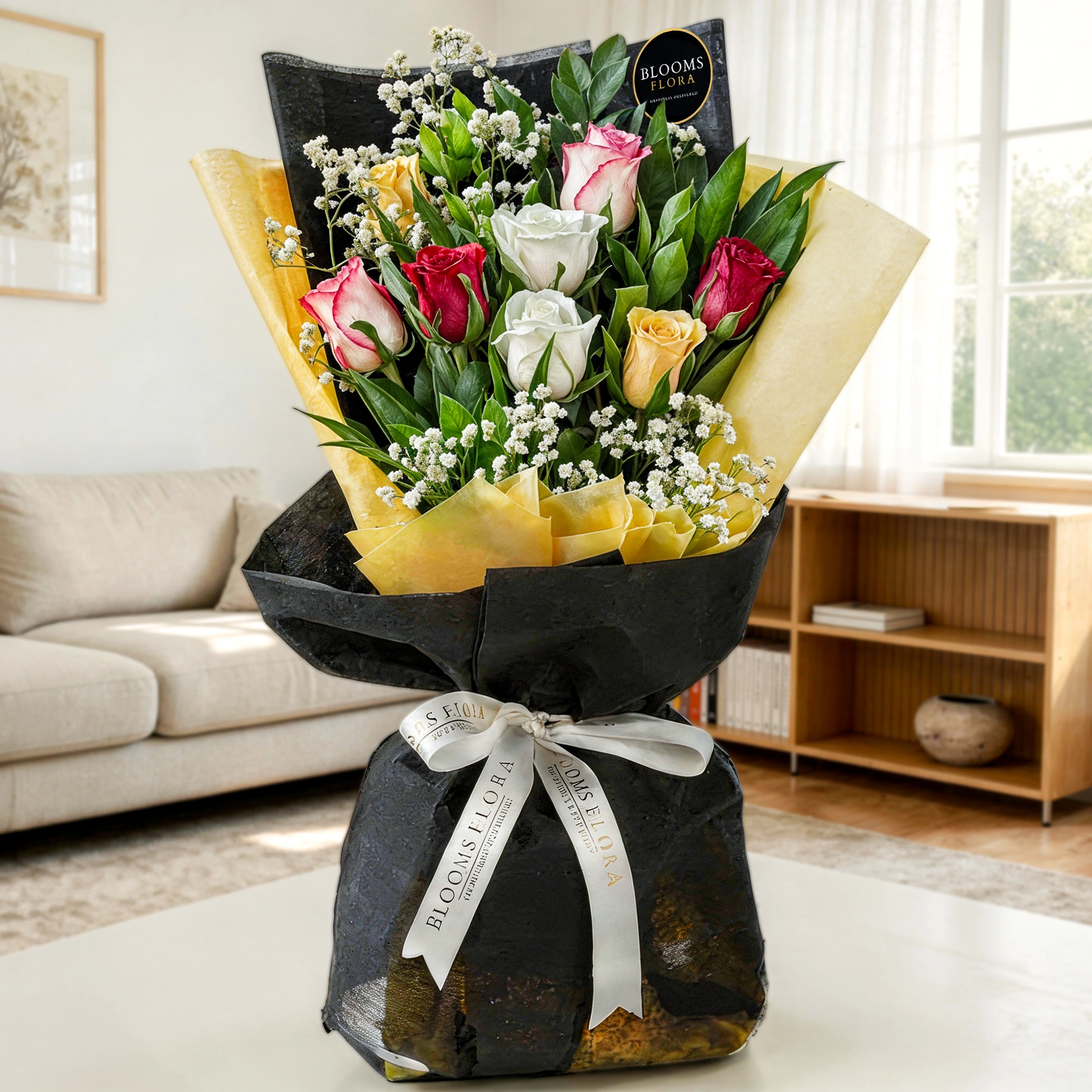 8 mixed roses bouquet