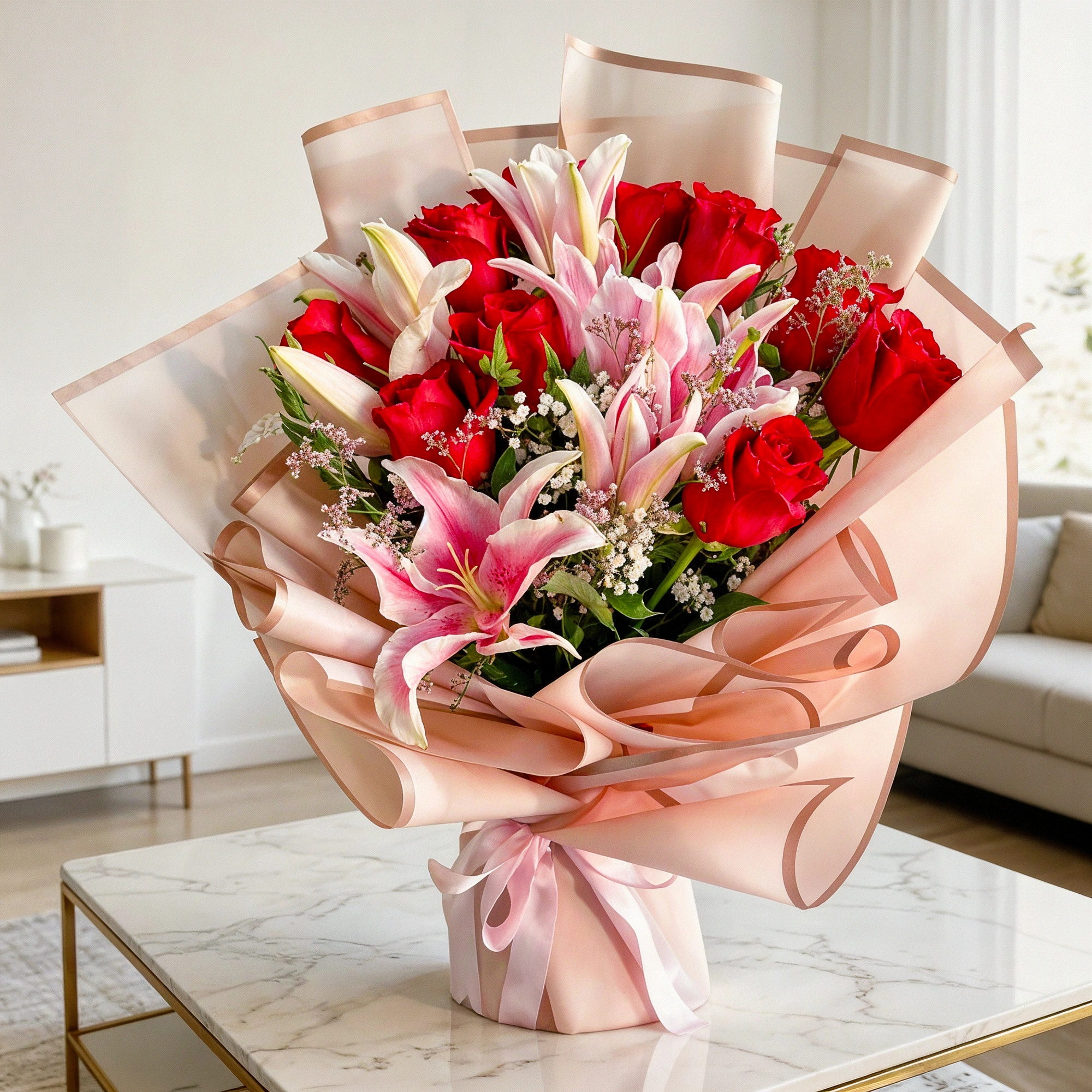 Bouquet of lilies & Roses