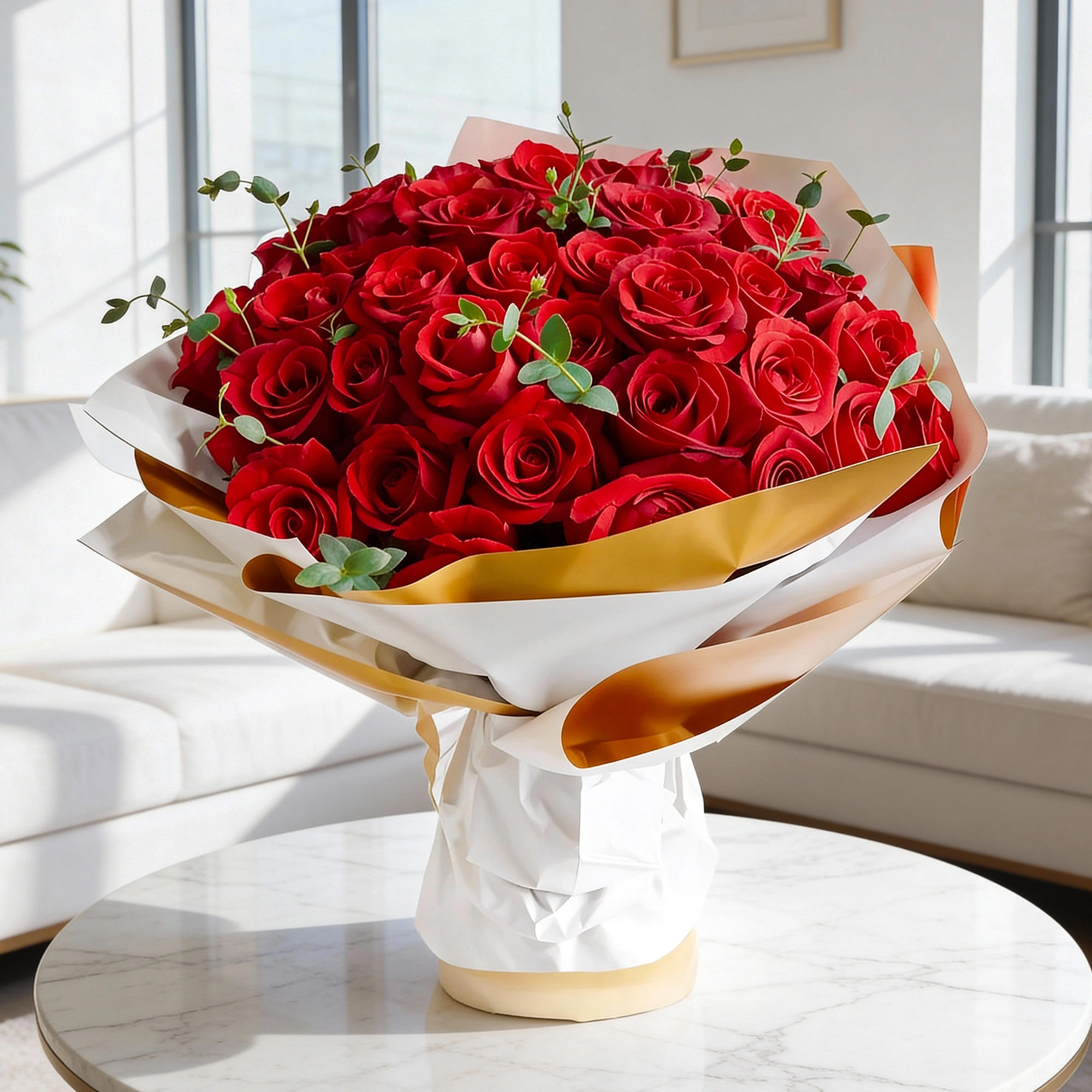 50 red roses bouquet