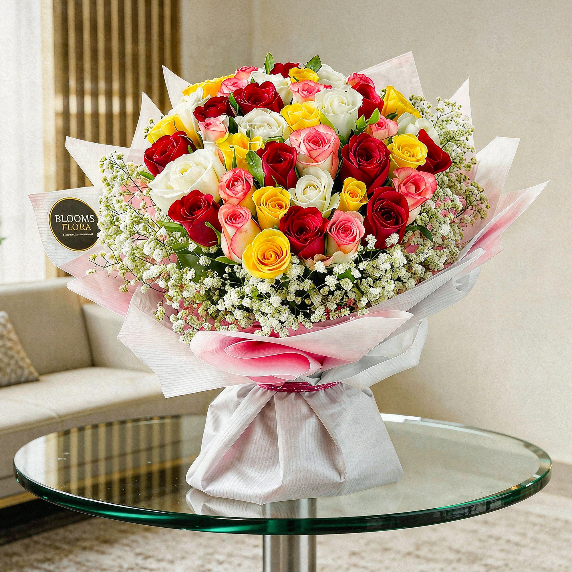 40 Mixed Color Roses Bouquet 40 Mixed Color Roses Bouquet