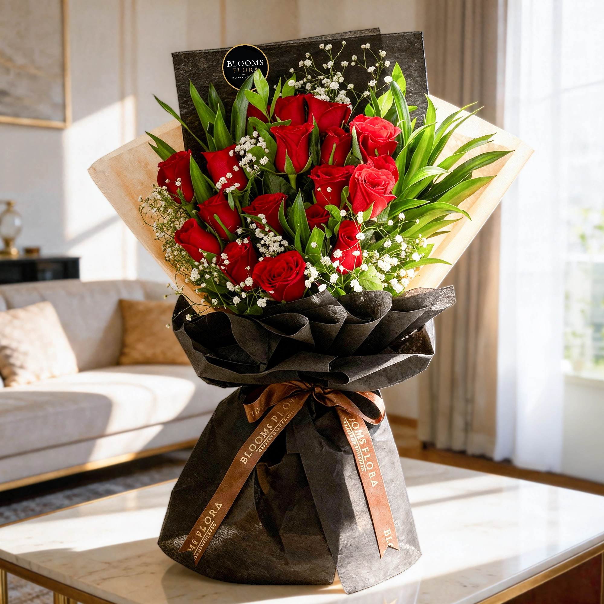18 red roses bouquet