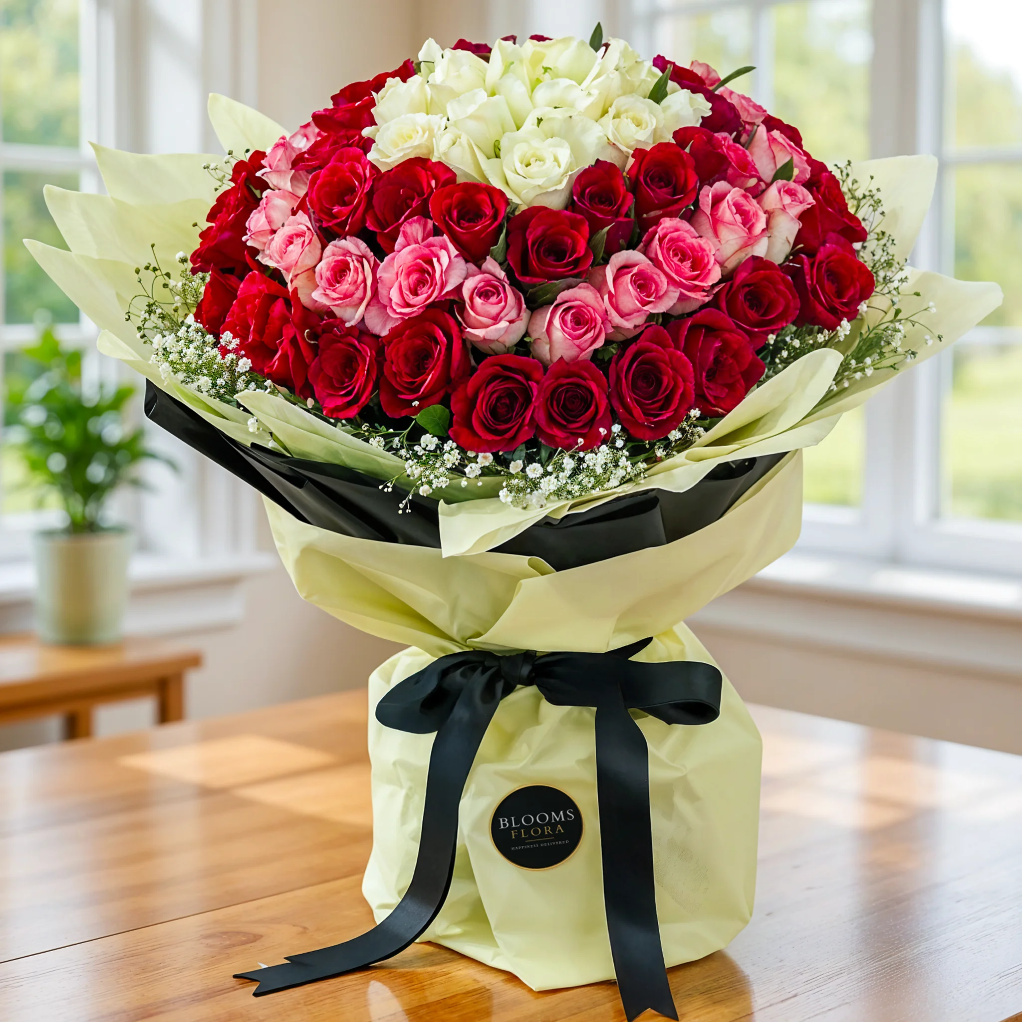 100 mixed roses bouquet
