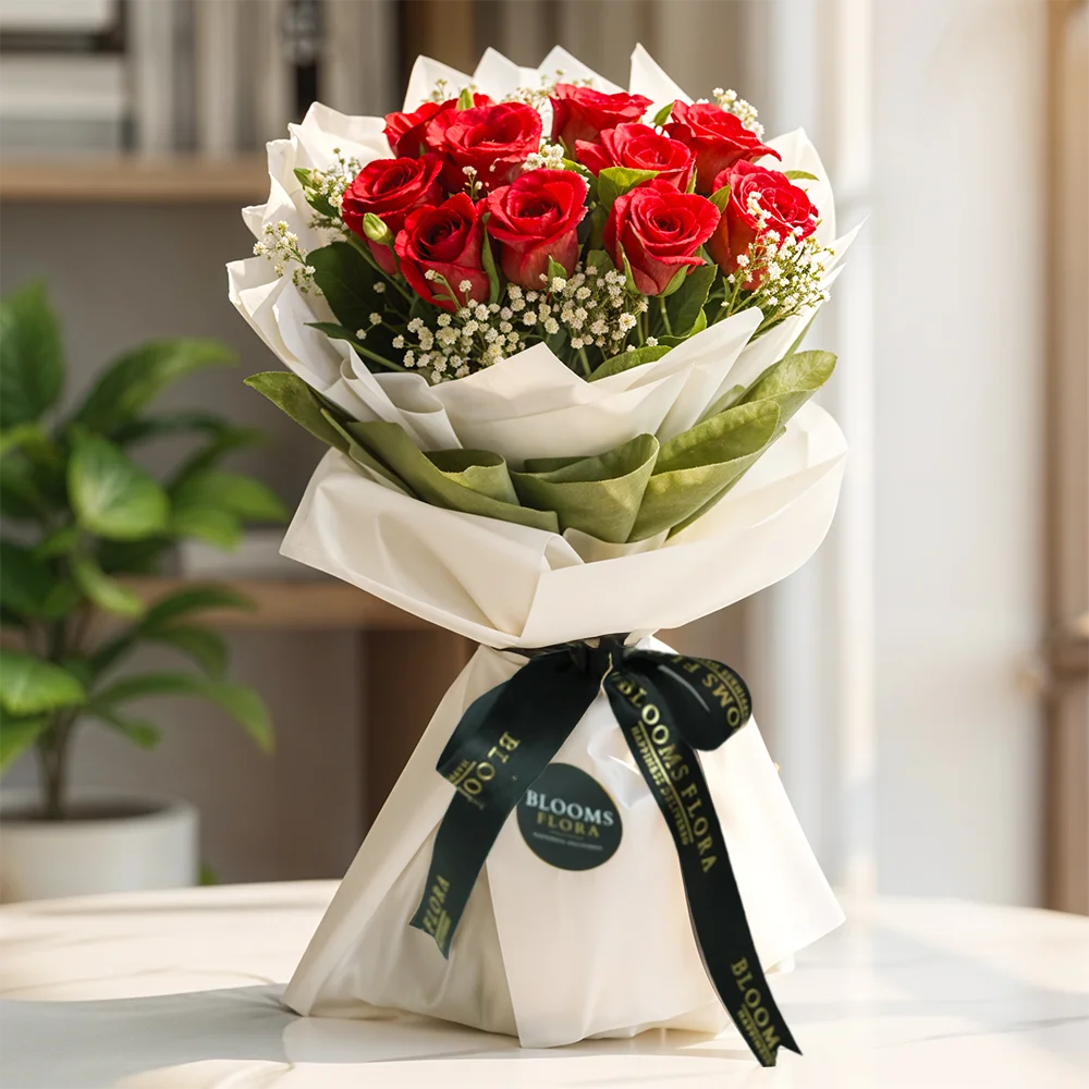 10 red roses bouquet