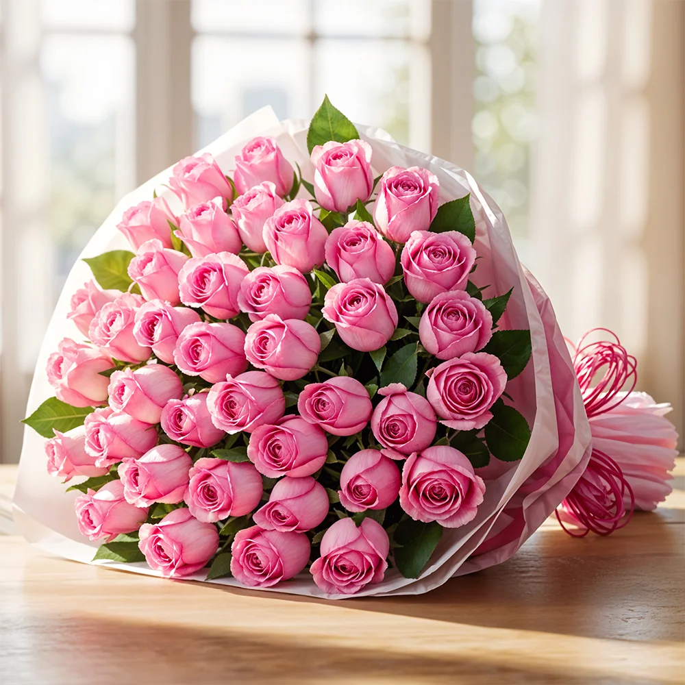35 pink roses bouquet