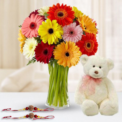 Flowers & Teddy & Rakhi