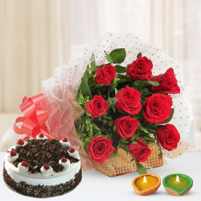 Red Roses & Chocolate Cake