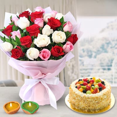Flowers & Cake Combo