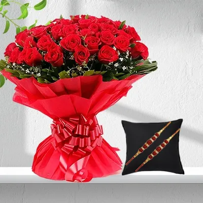 Bouquet of Red Roses with Free Rakhi
