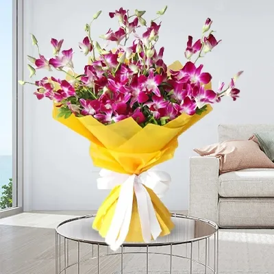 Bouquet of Purple Orchids for Diwali