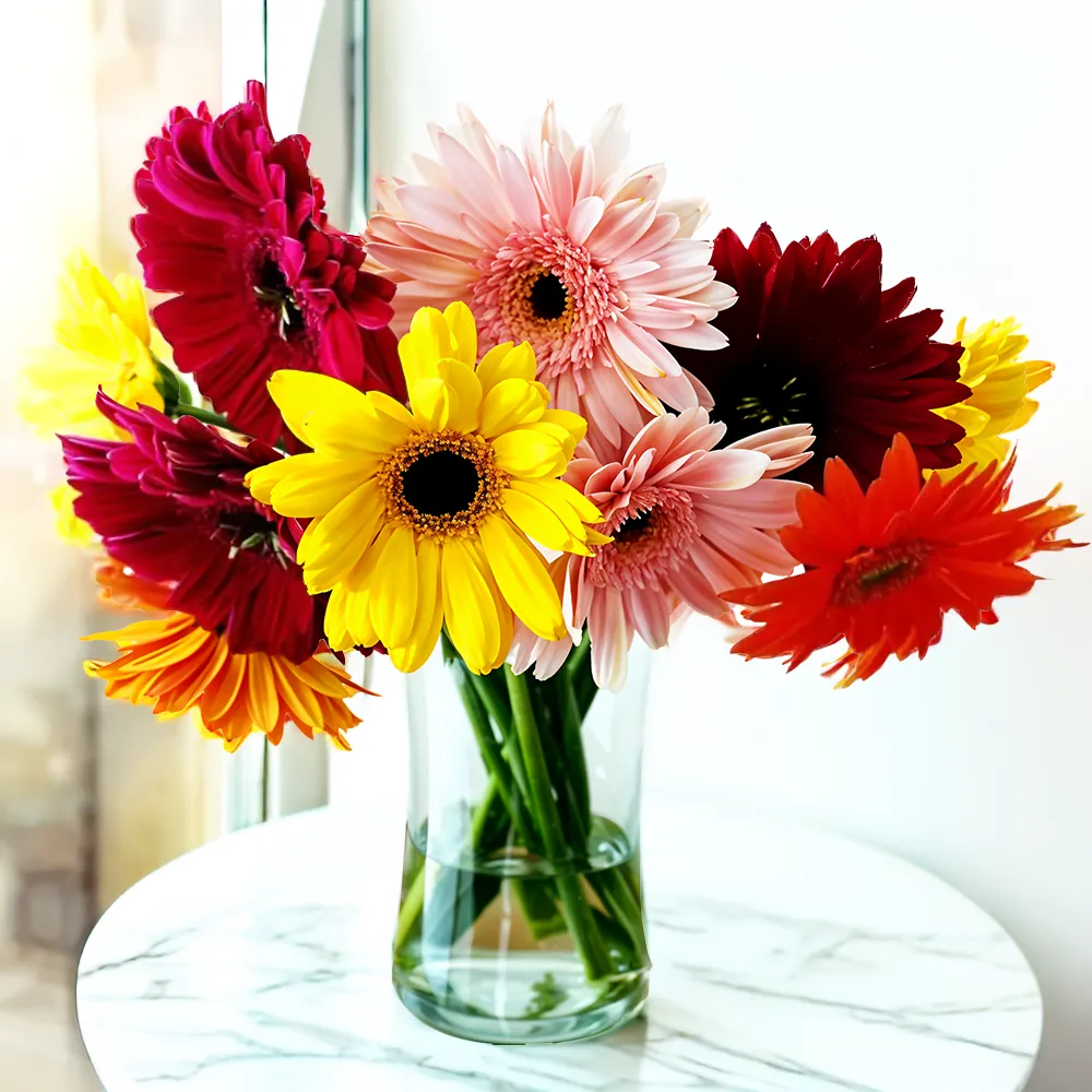 Glass vase of Mixed Gerberas